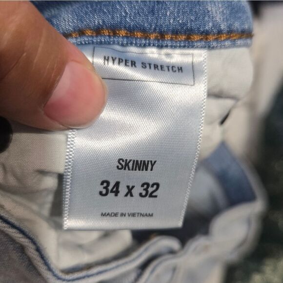 Express Skinny Light Wash Hyper Stretch Jeans 34x32 Distressed - Picture 3 of 9